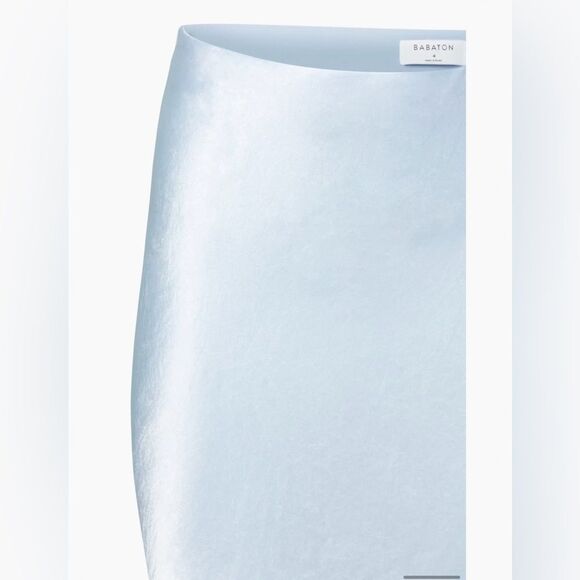 Babaton for Aritzia Women’s Size 16 Slip Midi Skirt Japanese Satin Light Blue - Picture 8 of 16
